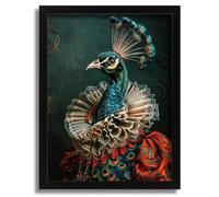 Oil Style Peacock In A Dress Wall Art Print Vintage Peacock Lady Home Decor Art A4 Poster on Canvas - Décoration murale inspirante et motivante pour la vie quotidienne Citation encourageante de phras