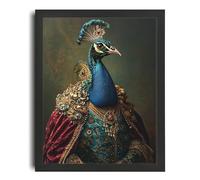Oil Style Peacock Wall Art Print Vintage Peacock Portrait Home Decor Lounge Art A4 Poster on Canvas - Décoration murale inspirante et motivante pour la vie quotidienne Citation encourageante de phras