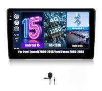 OiLiehu 4G+128G Android 15 Autoradio pour Ford Transit 2009-2016/Ford Focus 2005-2008 avec CarPlay Android Auto sans Fil, 9“ IPS Écran Tactile avec GPS WiFi Bluetooth FM/RDS EQ SWC Caméra Arrière