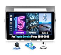 OiLiehu 4G+128G Android 15 Autoradio pour Toyota Corolla Verso 2004-2009 avec CarPlay Android Auto sans Fil, 9“ Écran Tactile Radio avec GPS WiFi Bluetooth Lien Miroir FM/RDS EQ SWC Caméra Arrière