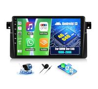 OiLiehu 4G+64G Android 13 Autoradio pour BMW 3er E46 1998-2006 avec CarPlay Android Auto sans Fil, 9“ IPS Écran Tactile 2 Din Radio avec GPS WiFi Lien Miroir Bluetooth FM/RDS EQ SWC Caméra Arrière
