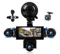 OiLiehu 5 Canaux Dashcam Voiture 1080P, Triple Caméra Intégrée 480P, 3,16" IPS Écran avec Enregistrement en Boucle, Vision Nocturne, Détection de Mouvement, Caméra de Recul