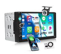 OiLiehu Autoradio 2 Din Dab+ avec CarPlay Android Auto sans Fil, 7" Écran Tactile Lecteur MP5 Radio avec Bluetooth, FM/Dab, Lien Miroir, AUX, Port TF, SWC, EQ, USB, Boutons Colorés, Caméra de Recul