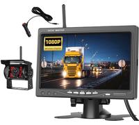 OiLiehu Caméra de Recul sans Fil, IPS Moniteur HD 7", 1080P Grand Angle Caméra de Recul Numérique pour Vision Infrarouge Nocturne, Étanche IP68, Caméra de recul Kit avec Avertissement d'angle Mort