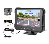 OiLiehu Kit Caméra de recul Filaire Système, Moniteur HD 1080P de 5 Pouces pour Camera Voiture, Caméra de Vision Nocturne Étanche IP68, avec Câble d'extension de 26,2 Pieds, Ligne Auxiliaire Inversée