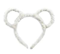Oilmal Cerceau à cheveux pour femme hiver épais peluche bandeau rond oreilles d'ours maquillage bandeau bandana blanc