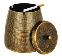 OILP Cendrier d'extérieur avec couvercle, sans fumée pour cigarettes, cigares, extérieur, intérieur, imperméable, inodore, rétro en métal pour terrasse, maison, décoration de table (cuivre, taille XL)