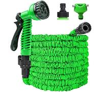 Oimaik Tuyau d'arrosage extensible de 15 m, tuyau d'arrosage flexible anti-fuite 7 fonctions de pulvérisation, tuyau d'eau rétractable arroser les plantes, nettoyer les sols, laver la voiture