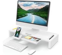OImaster Support de moniteur, pliable, longueur réglable, tiroir de rangement et fente pour stylo, support de téléphone compatible avec ordinateur, ordinateur de bureau, ordinateur portable, économise