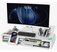 OImaster Support de moniteur, pliable, longueur réglable, tiroir de rangement et fente pour stylo, support de téléphone compatible avec ordinateur, ordinateur de bureau, ordinateur portable, économise