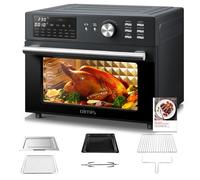 OIMIS Four friteuse à air chaud et grille-pain, 30 L, extra large, avec rôtissoire et déshydrateur, 21 programmes, compatible pizza 33 cm, 1800 W, gris