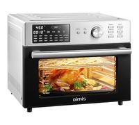 OIMIS Inox Air Fryer xxl 30L, 1800W Friteuse Sans Huile, 21 in 1 Petit Four a Pizza Electrique avec 7 Accessoires, Grande Capacité, Livre Recette, Grill, Dual Cook, Argenté