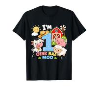 Oink Baa Moo I'm 1 Farm 1st Birthday Kids 1 yrs Old Party T-Shirt