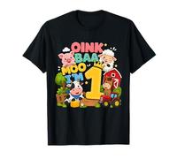 Oink Baa Moo I'm 1 Farm 1st Birthday Kids 1 yrs Old Party T-Shirt