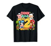 Oink Baa Moo I'm 2 Farm 2nd Birthday Kids 2 yrs Old Party T-Shirt