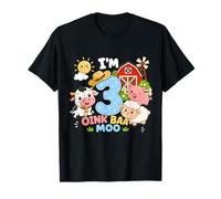 Oink Baa Moo I'm 3 Farm 3rd Birthday Kids 3 yrs Old Party T-Shirt