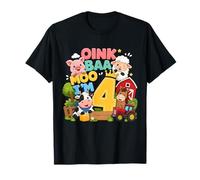 Oink Baa Moo I'm 4 Farm 4th Birthday Kids 4 yrs Old Party T-Shirt