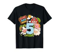 Oink Baa Moo I'm 5 Farm 5th Birthday Kids 5 yrs Old Party T-Shirt