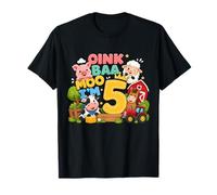 Oink Baa Moo I'm 5 Farm 5th Birthday Kids 5 yrs Old Party T-Shirt