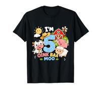 Oink Baa Moo I'm 5 Farm 5th Birthday Kids 5 yrs Old Party T-Shirt
