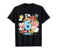 Oink Baa Moo I'm 6 Farm 6th Birthday Kids 6 yrs Old Party T-Shirt