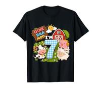 Oink Baa Moo I'm 7 Farm 7th Birthday Kids 7 yrs Old Party T-Shirt