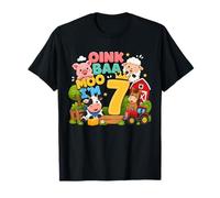 Oink Baa Moo I'm 7 Farm 7th Birthday Kids 7 yrs Old Party T-Shirt