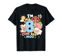 Oink Baa Moo I'm 8 Farm 8th Birthday Kids 8 yrs Old Party T-Shirt