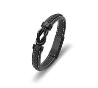 Oinsi Bracelet en cuir véritable en acier inoxydable pour homme - Bijou funéraire pour cendres - Bracelet commémoratif urne - Fermoir magnétique, acier inoxydable
