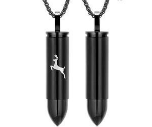 Oinsi Collier urne funéraire pour cendres avec gravure double face et inscription « Mom/Dad/Son », Petit, 316L, Pas de pierre précieuse