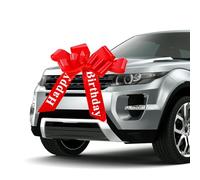 OIODKDEF Grand nœud rouge pour voiture, 71 cm, grand nœud cadeau avec Happy Birthday, grand nœud pour décoration de voiture, vélo, emballage cadeau