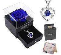 OIOYLEY Rose Eternelle, Vraie Rose éternelle avec Collier pour sa Femme, Maman, Grand-Mère, Amie, pour l'anniversaire Saint Valentin Anniversaire Mariage Noël Fête des Mères Cadeau