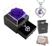 OIOYLEY Rose Eternelle, Vraie Rose éternelle avec Collier pour sa Femme, Maman, Grand-Mère, Amie, pour l'anniversaire Saint Valentin Anniversaire Mariage Noël Fête des Mères Cadeau