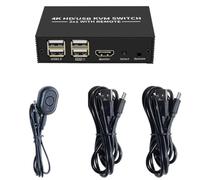 Oiqippnbv Commutateur KVM Compatible 2X1 4K Sélecteur de Commutateur USB Compatible 2 en 1 Sortie avec Hub USB 4 Ports Facile à Utiliser
