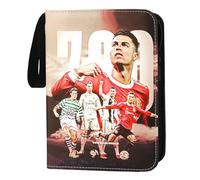 Oirigaga Album de cartes de football - 4 pochettes - 50 pages pour 400 cartes - Étanche - En cuir synthétique - Avec fermeture éclair et poignée de transport