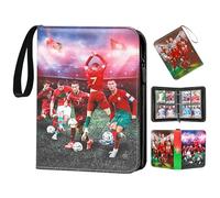Oirigaga Album de cartes de football - 400 cartes à collectionner - 4 poches - 50 pochettes - Avec fermeture éclair et poignée de transport