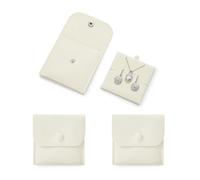 Oirlv 3 de Lot Pochettes de Bijoux en Microfibre avec Coussinets Pochette Cadeau avec Fermeture à Clic pour Collier Bagues Boucles d'Oreilles(Beige)