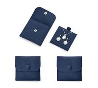 Oirlv 3 de Lot pochettes en microfibre avec coussinets pour bijoux Pochette cadeau avec fermeture éclair pour collier, bagues et boucles d'oreilles(Bleu)