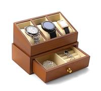 Oirlv Boîte De Montre En Bois Massif Avec 3 Fentes-2 Couches Organisateur De Bijoux Pour Les Hommes Vitrine De Montre,Ecrins pour Montres,Pour Les Amateurs De Montres(Blanc)