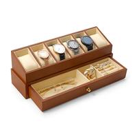 Oirlv Boîte De Montre En Bois Massif Avec 6 Fentes- 2 Couches Organisateur De Bijoux Pour Les Hommes Vitrine De Montre,Ecrins pour Montres,Pour Les Amateurs De Montres(Blanc)