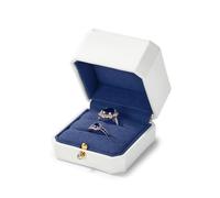 Oirlv Classique Octogonal PU Cuir Couple Double Boîte à Bagues Boîte Anneau Demander en Mariage Engagement