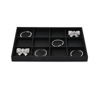 Oirlv Noir PU Cuir 12 Grilles Plateaux à bijoux Présentoir Bijoux Accessoires Trinket Montre/Boucle d'oreilles/Bague Organisateur
