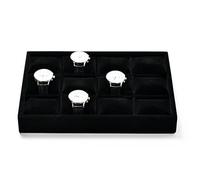 Oirlv Noir Velours 12 Grilles Plateau à Montres,Plateau à Bijoux, Bracelets,Bracelets Bijoux,Plateau à Montres