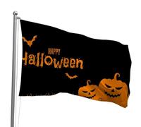 Oirquent Drapeau de jardin d'extérieur pour Halloween - Décoration d'Halloween avec citrouille, lanterne jack, fantômes et œillets en laiton faciles à accrocher pour pelouse