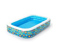 OISE ART STORE Trade Shop - Piscine Gonflable Family Rectangulaire à 3 anneaux Décoro Fleurs 305 x 183 x 56 cm 54121 -