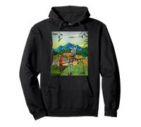Oiseau Art Peinture Coloré Paysage Héron Blanc Montagnes Sweat à Capuche