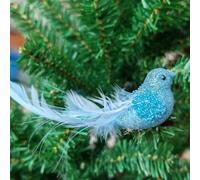 Oiseau artificiel en mousse avec plumes et pince en fer, 16 x 4,5 cm, colombe décorative colorée pour maison, fête de mariage, décoration de paysage, jolie décoration portable pour la famille (bleu)
