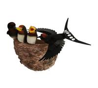 Oiseau Artificiel Paille Plume Artificielle Corps en Mousse Accessoire Décor Simulation Réaliste pour Salon Extérieur Fête Magasin, B: Famille d'oiseaux