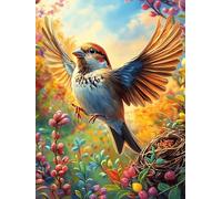 Oiseau aux Ailes déployées dans Un Jardin Magique 1000 Pieces Casse-tête Adulte en Carton Rigide Faune et Flore Très Difficile Niveau Expert Thérapie Occupationnelle Anti-Stress Cadeau Fête des Pères