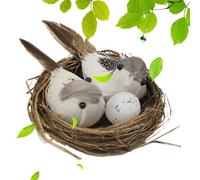 Oiseau avec œufs - Décoration de statuette faite à la main, arbre rustique | Accent artisanal créatif pour jardin, Noël, Thanksgiving, arrangements d'exposition saisonniers